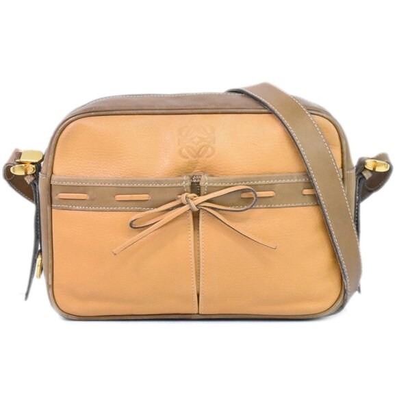 LOEWE Leather Shoulder Crossbody Bag Ochre Brown
